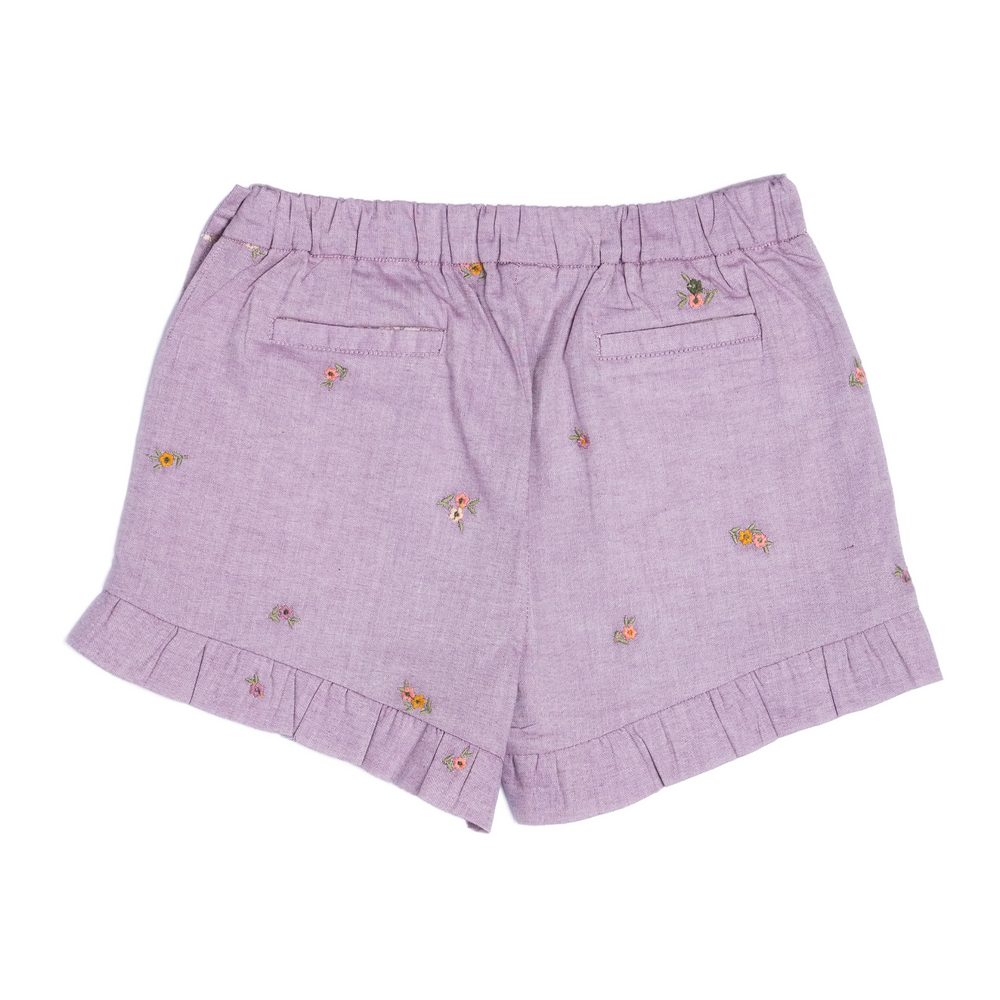 Joseph Shorts in Embroidered Lilac Chambray back