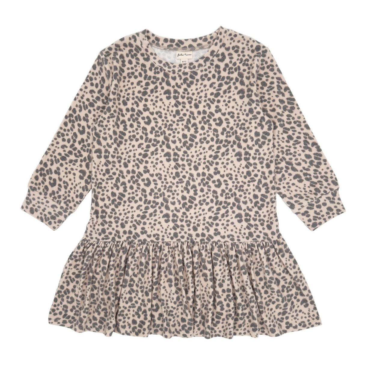 long sleeve cheetah dress on white background 