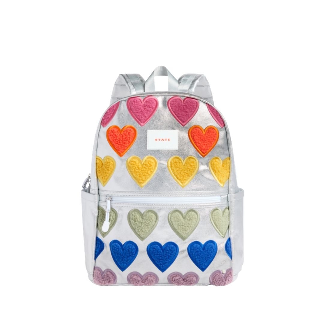 Kane Backpack in Metallic Fuzzy Hearts