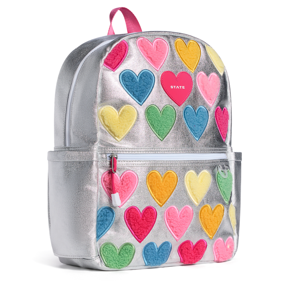 Kane Backpack in Metallic Happy Fuzzy Hearts