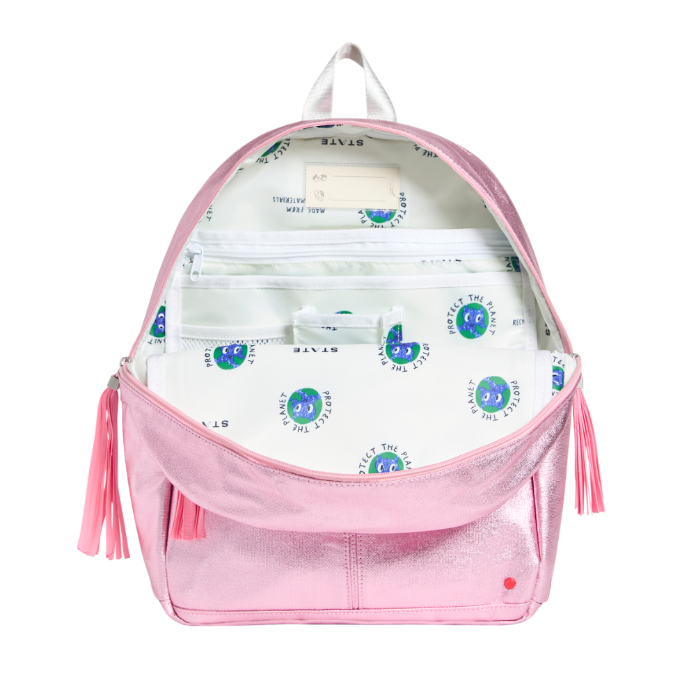 Kane Backpack in Metallic Pink/Silver