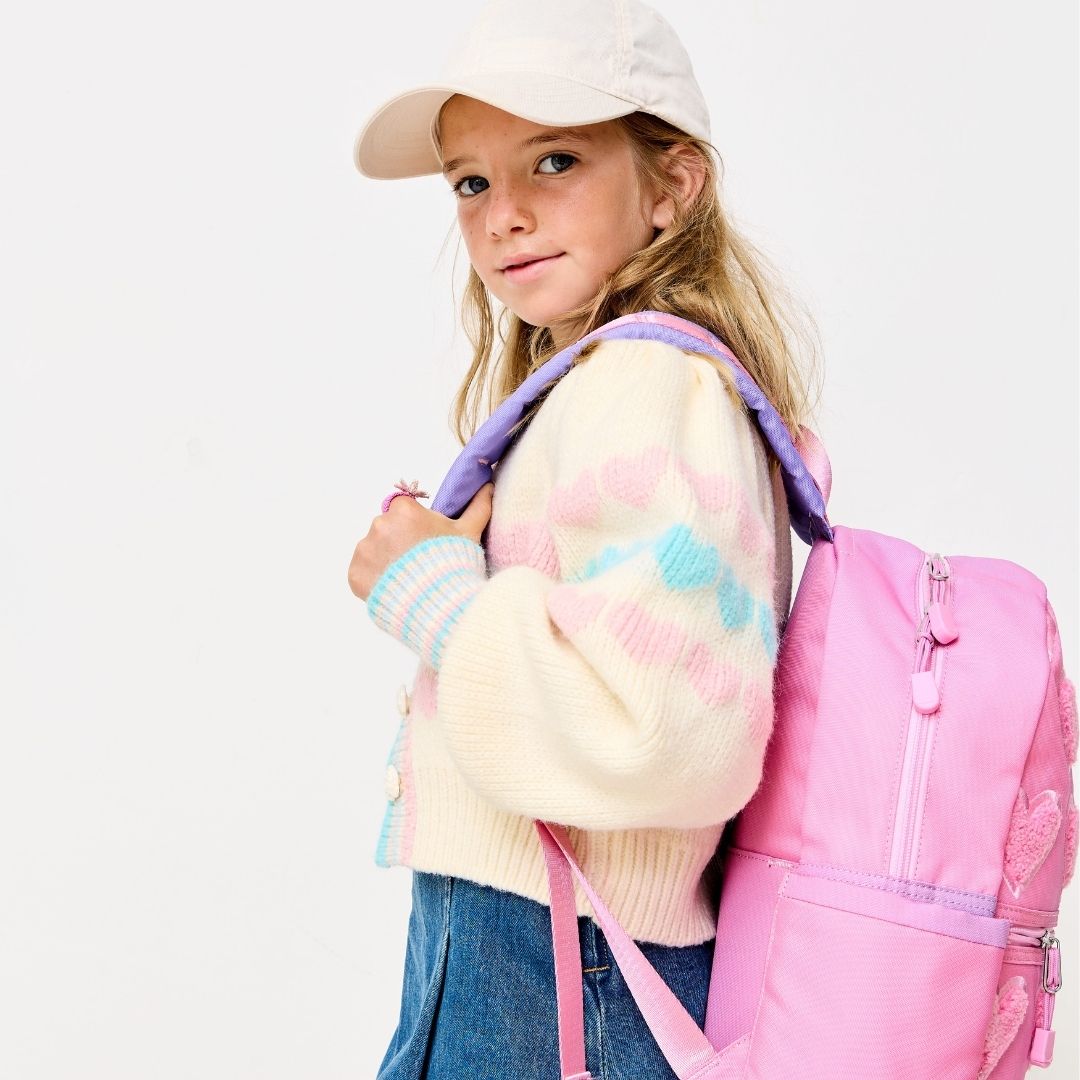 Kane Mini Backpack in Metallic Ombre Fuzzy Hearts