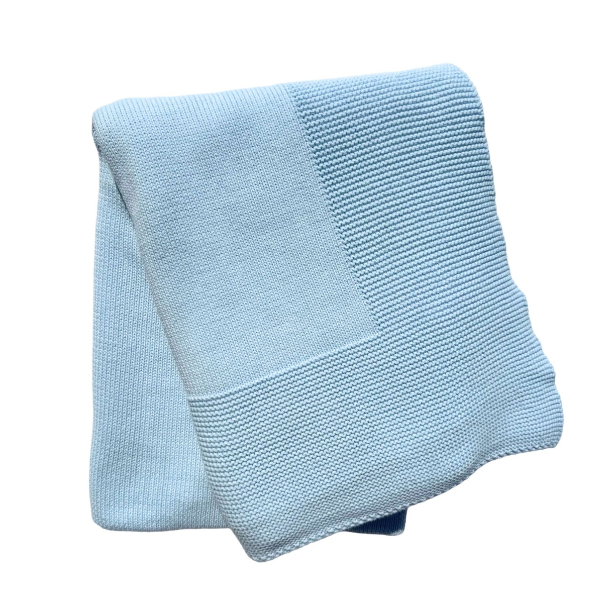 Knit Blanket with Textured Border in Blue