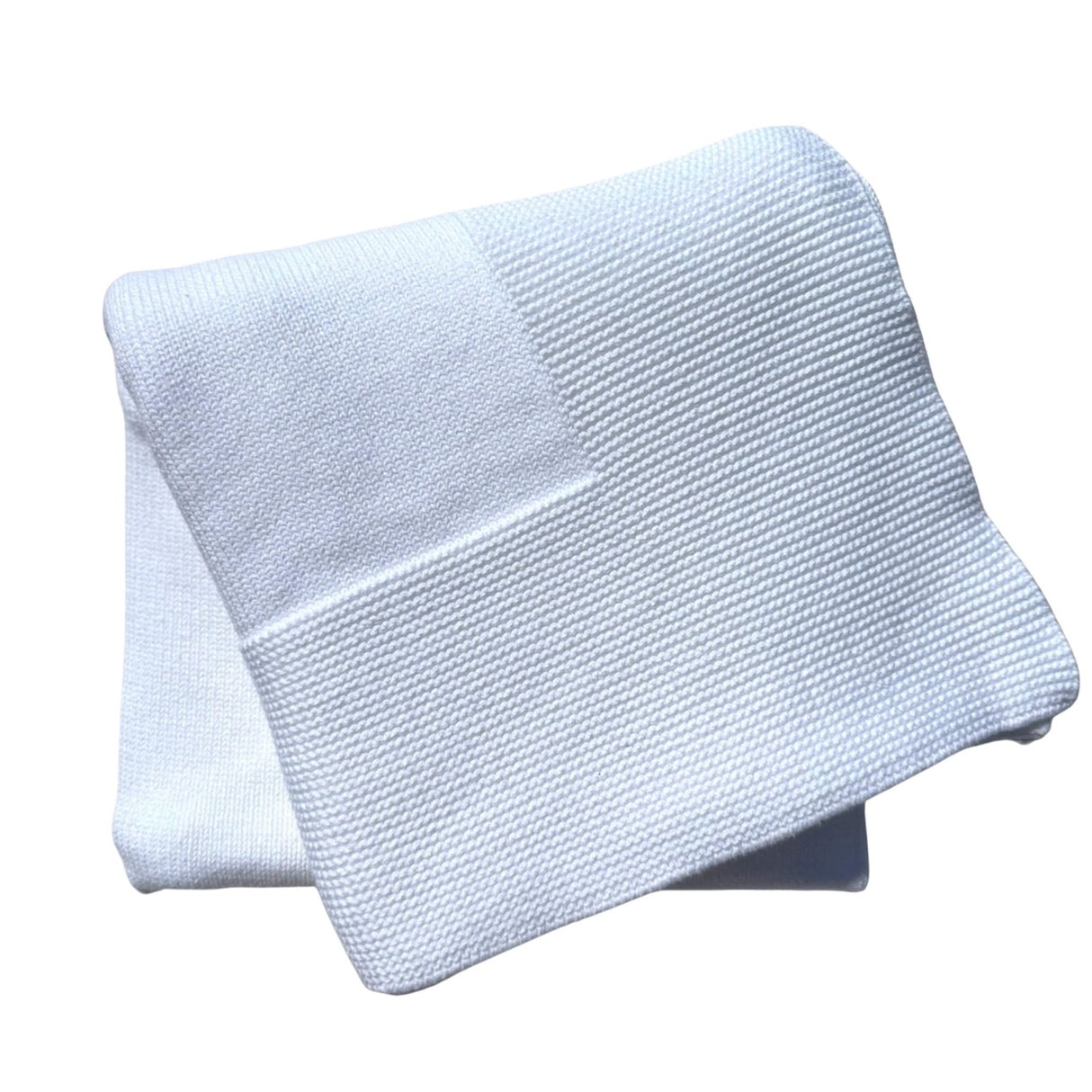 Knit Blanket with Textured Border in White