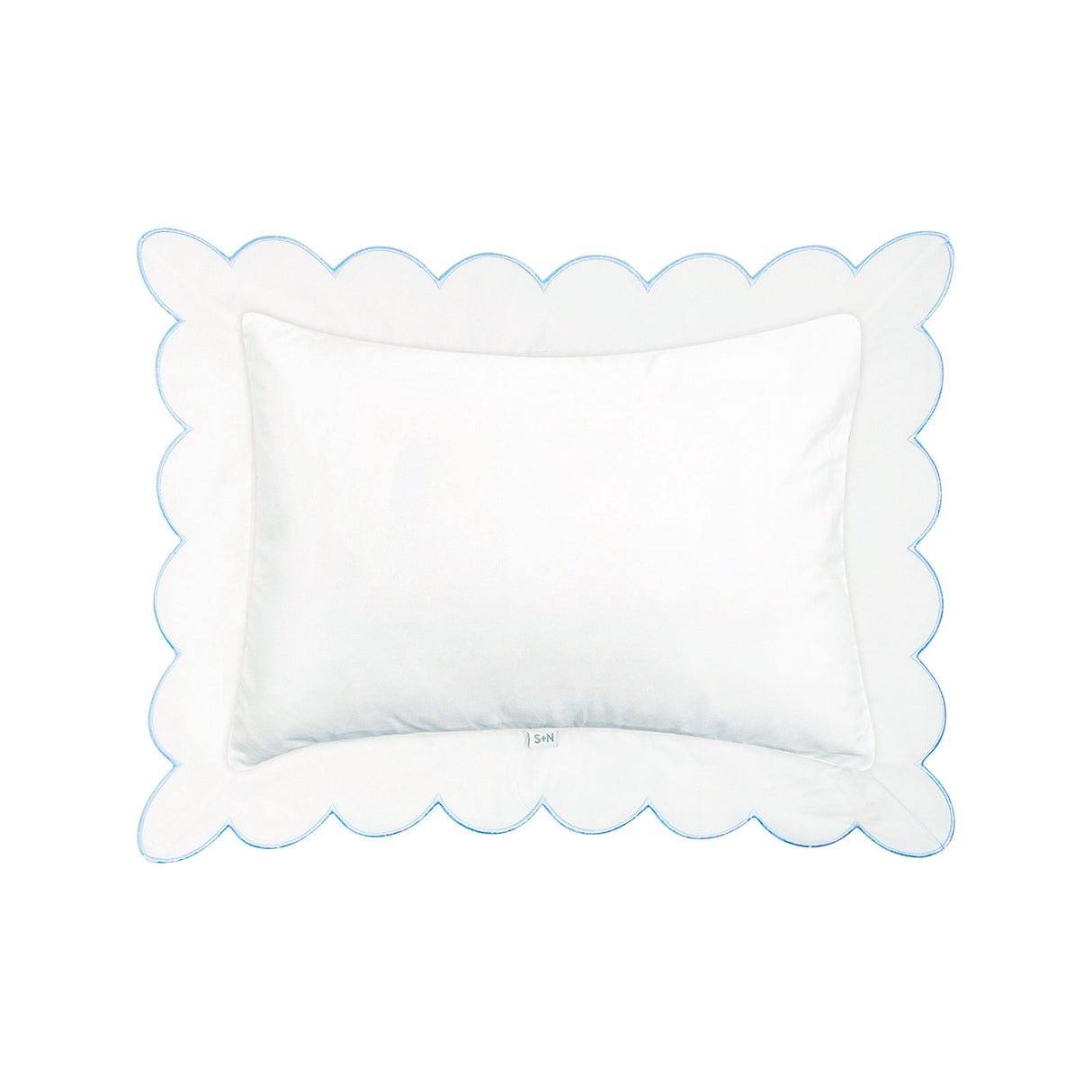 Scalloped Trim Pillow in Light Blue