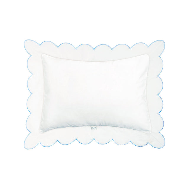 Scalloped Trim Pillow in Light Blue