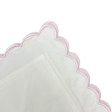 Purple trim pillow case, white pillow on a white background