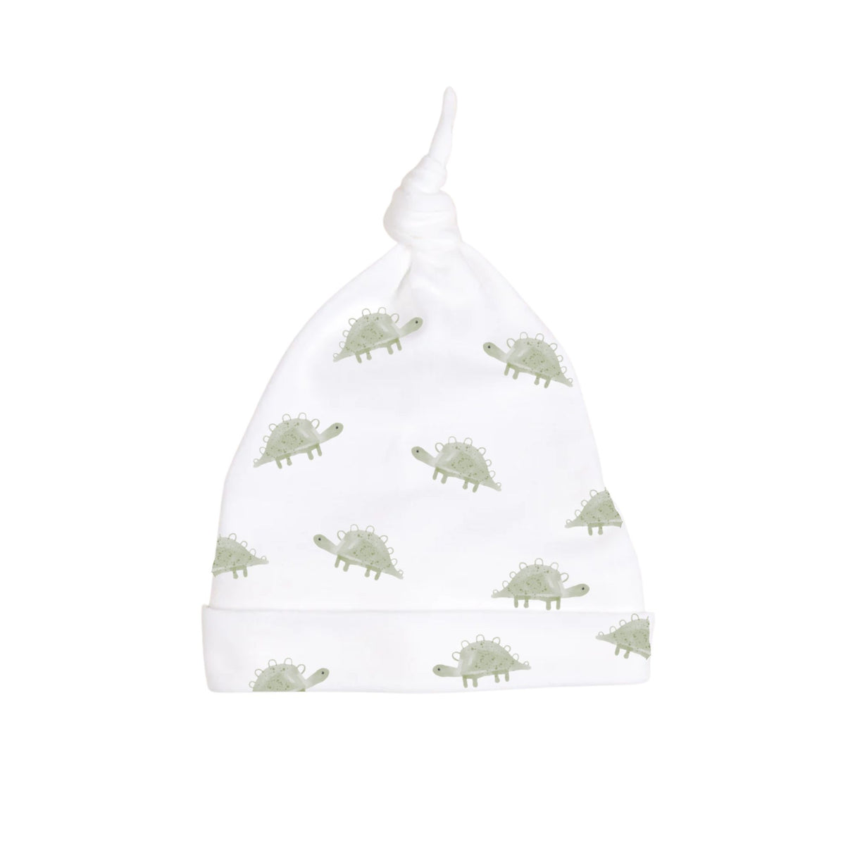 Leafy Dino Top-Knot Receiving Hat