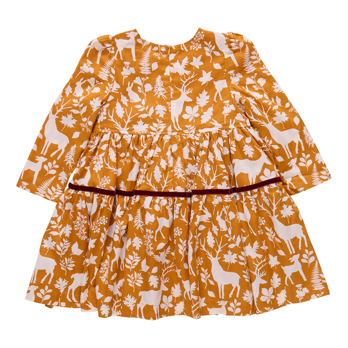 Yellow dress with white animal pattern on a white background