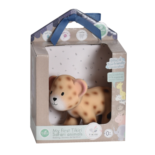 Leopard Natural Rubber Teether Rattle & Bath Toy