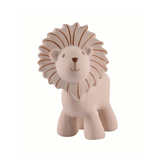 White lion figurine with brown mane on a white background