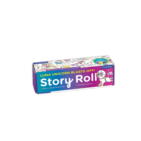 Story roll purple and blue box on white background