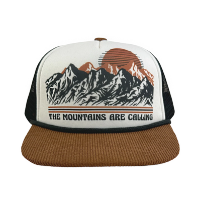 Mountains Calling Foam Trucker Hat in Natural/Rust