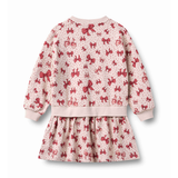 Maggie Sweat Dress in Almond Peach Bows