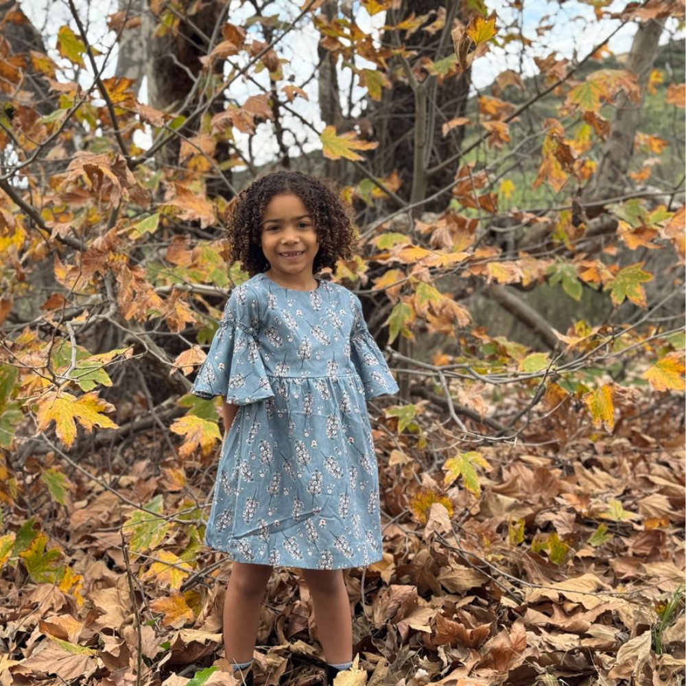 Mercy Dress in Teal Blossoms