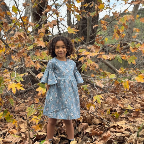 Mercy Dress in Teal Blossoms
