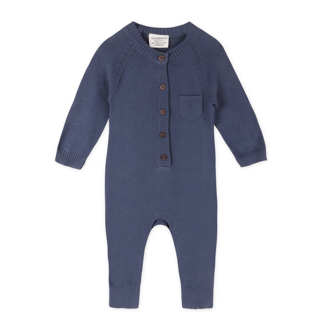 Navy blue onesie on white background