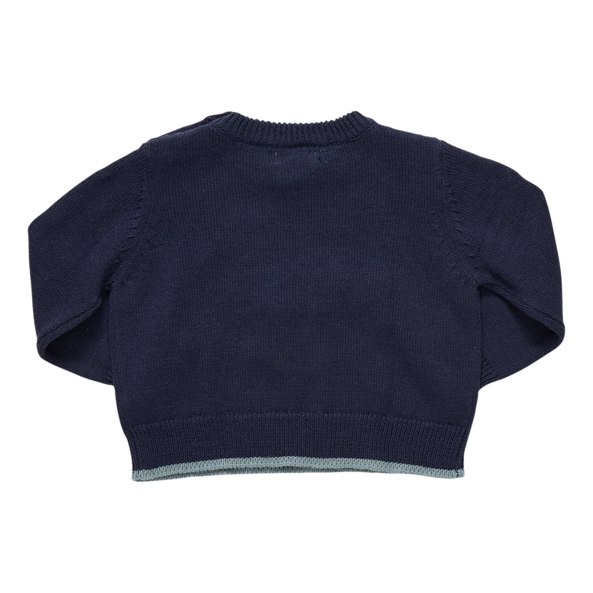 Navy blue sweater on a white background