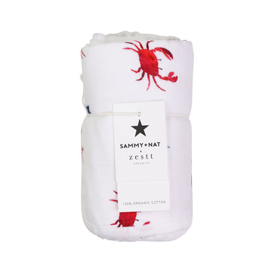 Organic 2-Pack Muslin Burp Cloth in Red Crab