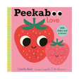 red and pink strawberry peekaboo love book on white background