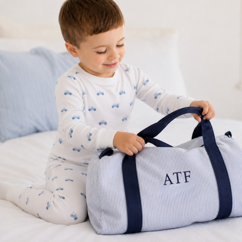 Personalized Navy Duffle Bag