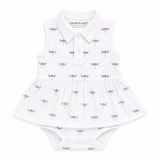 White sleeveless dress with dragonfly pattern and 'Sammy & Cat' branding on a white background - Pima Riley Romper