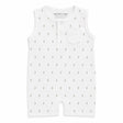 White baby romper with lightning bolt pattern on a white background