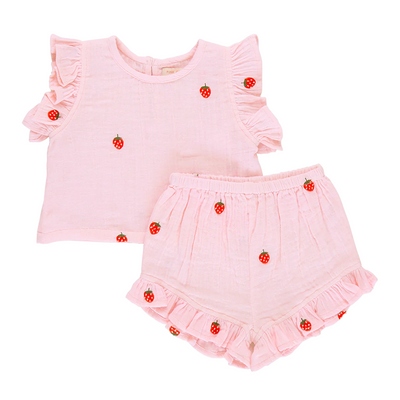 Baby Roey 2-Piece Set - Strawberry Embroidery