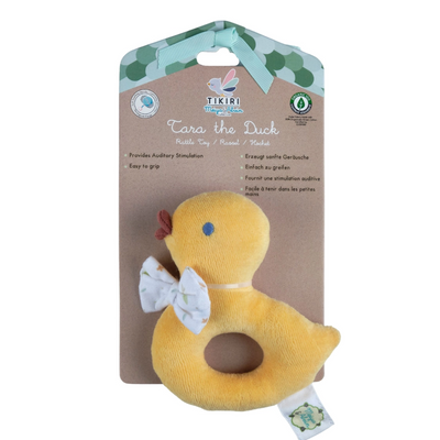 Tara the Duck Fabric Rattle front