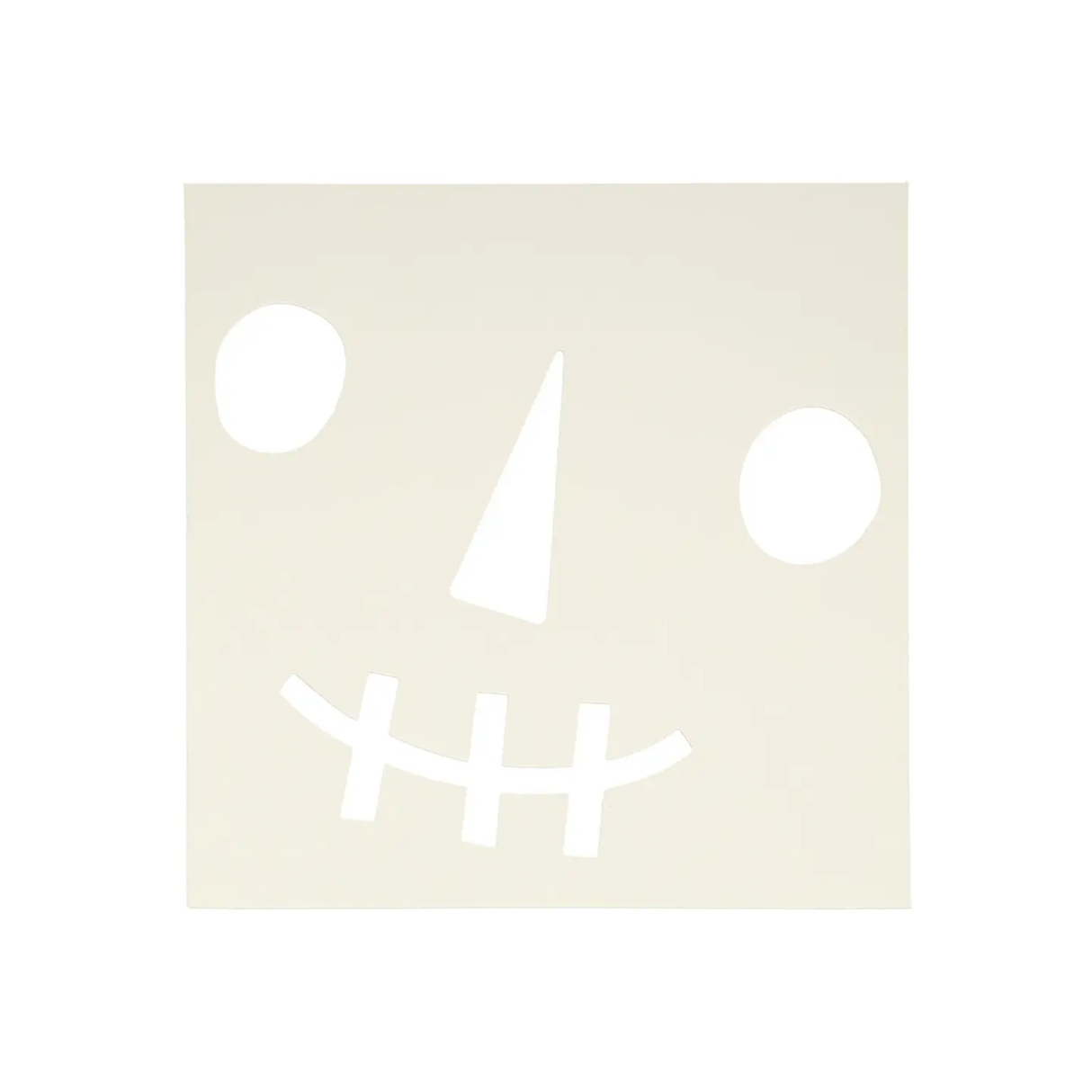 White abstract face design on a beige background