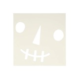White abstract face design on a beige background