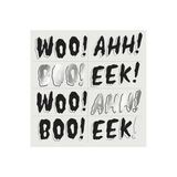 Sheet of Halloween-themed cutout phrases on a white background