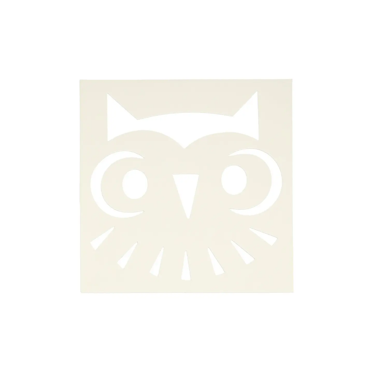 White owl design on a beige background