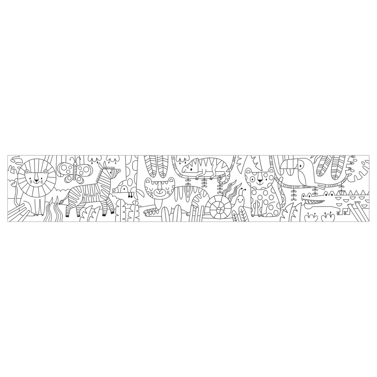 Decorative border with cartoon animals on a white background