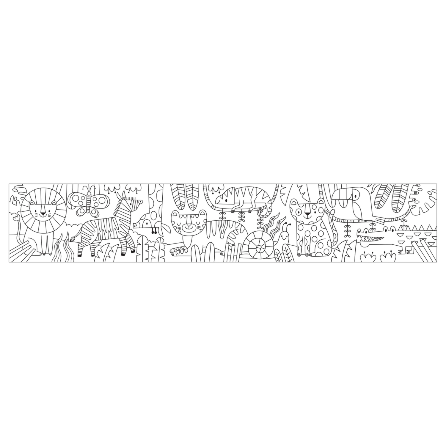 Decorative border with cartoon animals on a white background