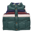 Multicolored quilted vest with floral lining on a white background