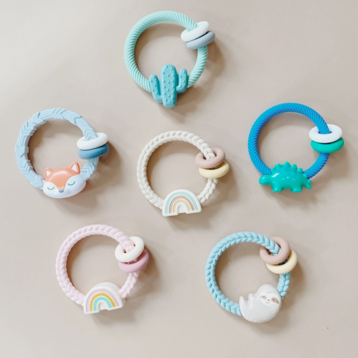 Dino Ritzy Rattle Silicone Teether in a different variety