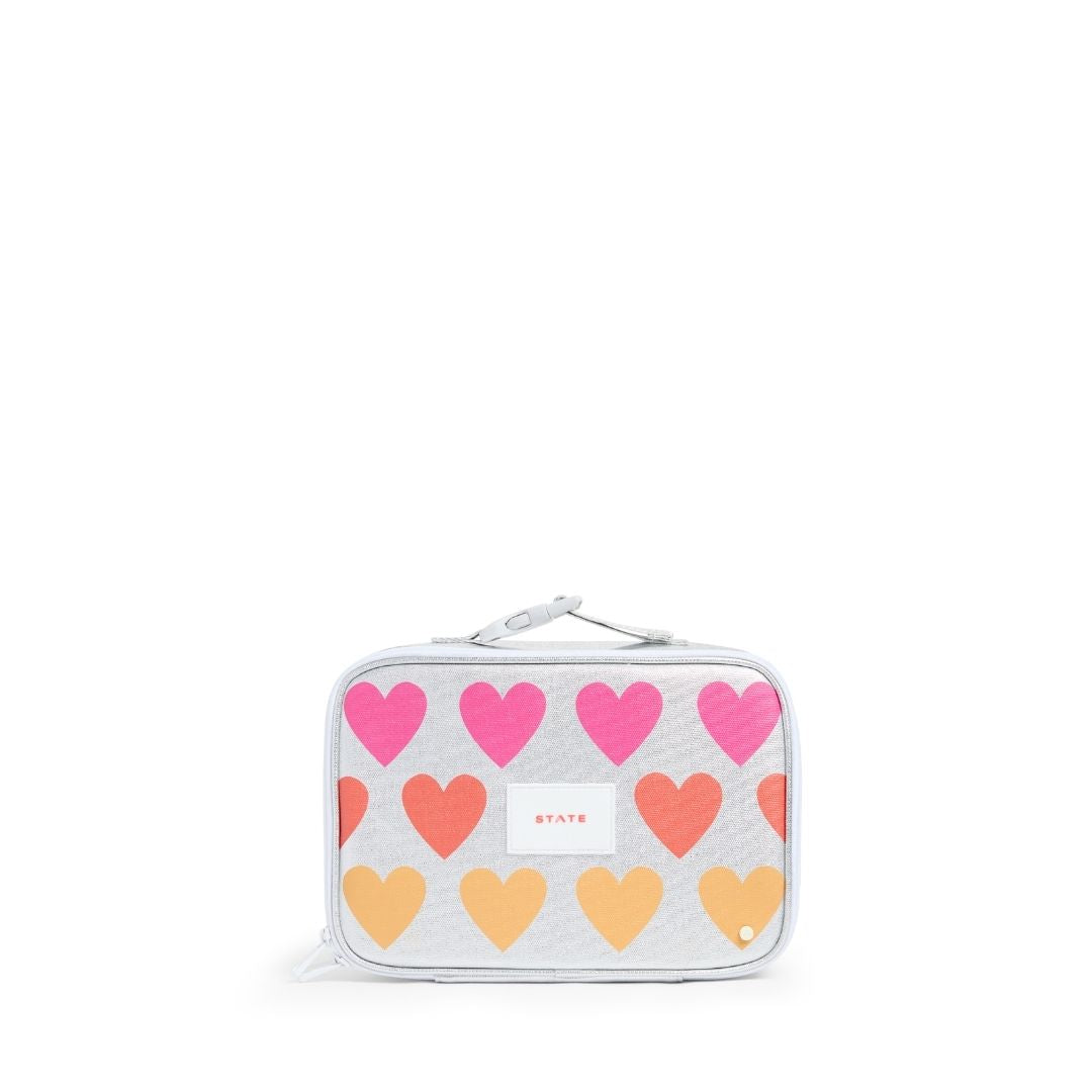 Rodgers Lunch Box in Metallic Fuzzy Hearts