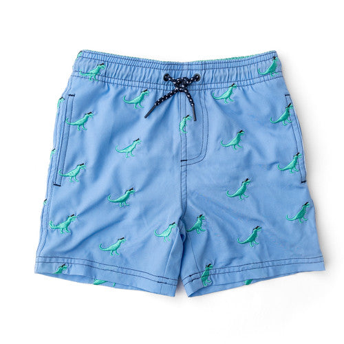 H2O Appearing Embroidered Trunks - Blue Dino