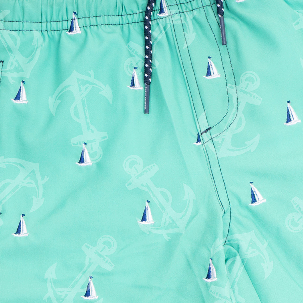 H2O Appearing Embroidered Trunks - Green Sails