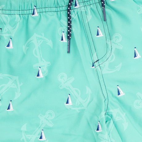 H2O Appearing Embroidered Trunks - Green Sails