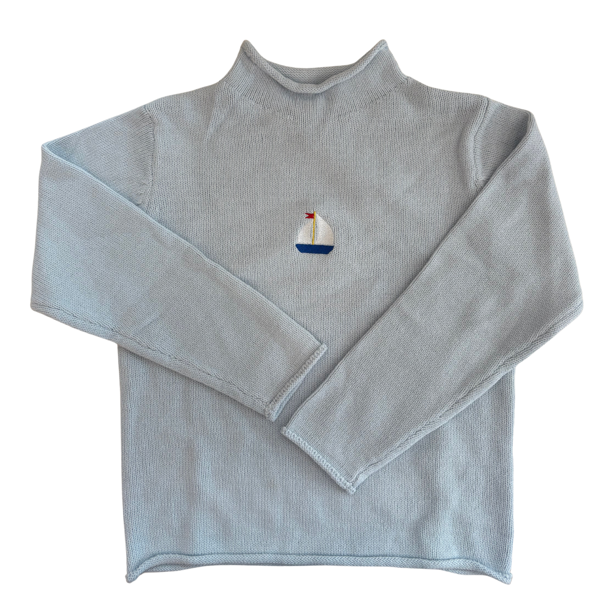 Sailboat Rollneck Sweater in Light Blue