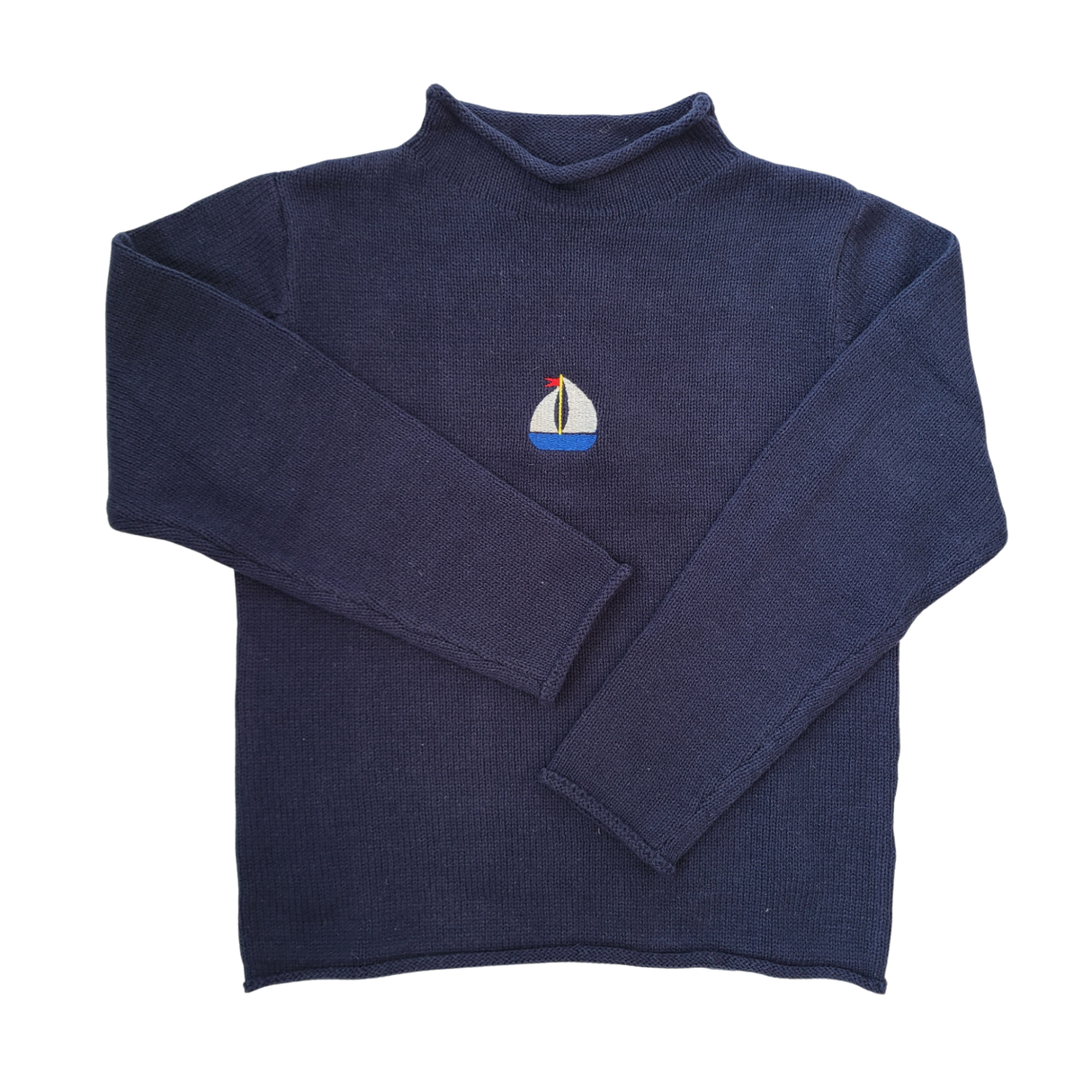 Sailboat Rollneck Sweater in Navy