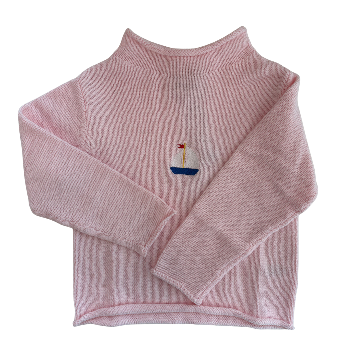 Sailboat Rollneck Sweater in Pink
