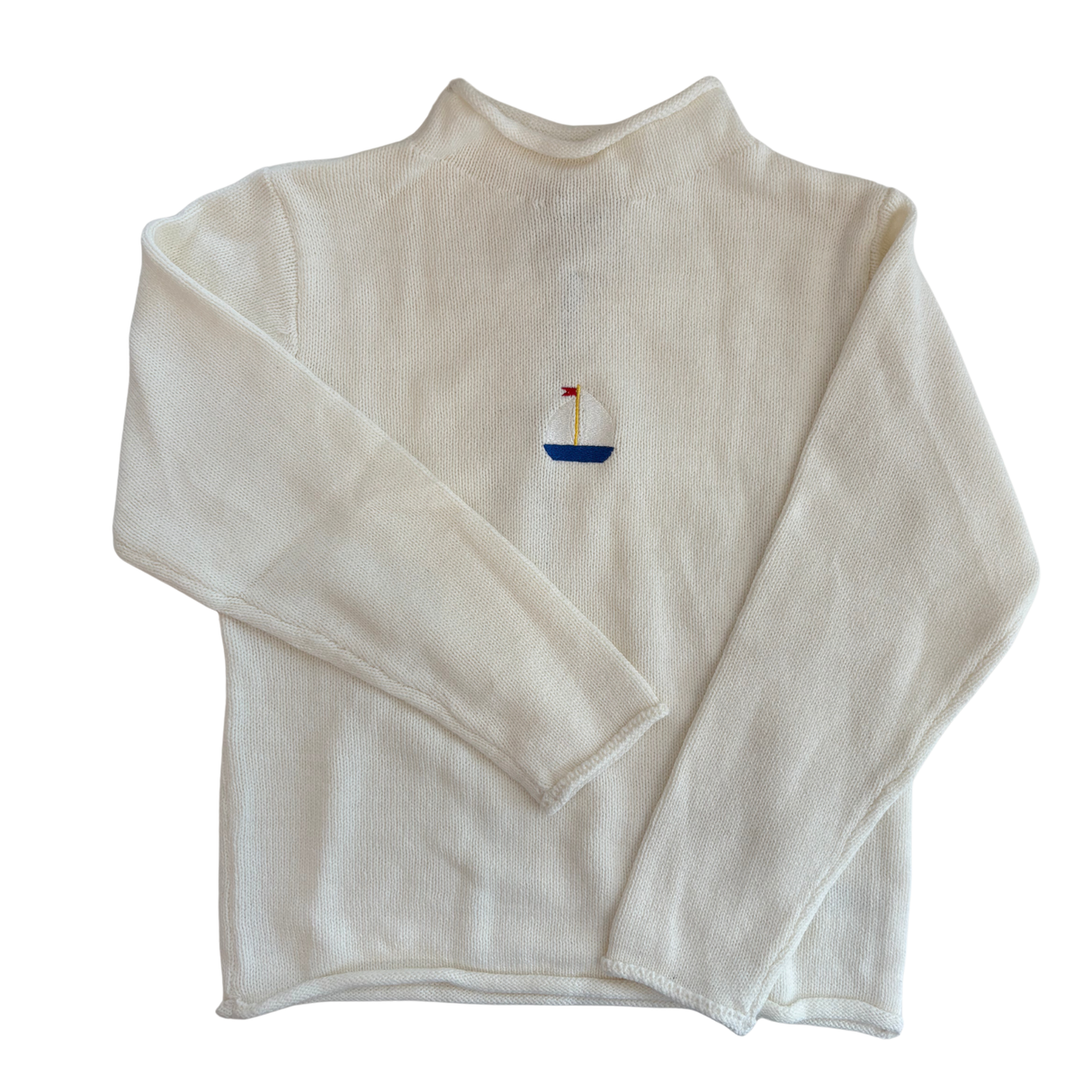 Sailboat Rollneck Sweater in White