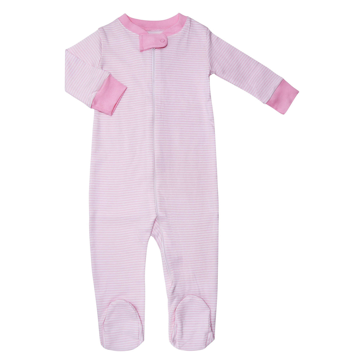 Classic Stripe Zipper Romper in Pink