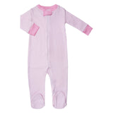 Classic Stripe Zipper Romper in Pink