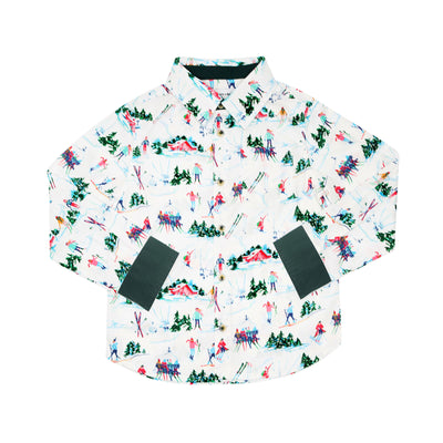 buttondown with ski print