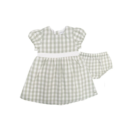 green gingham dress set