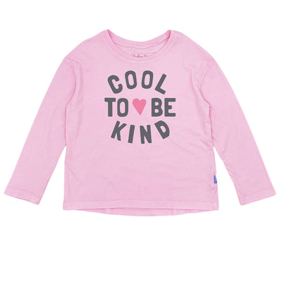 pink shirt says cool to be kind